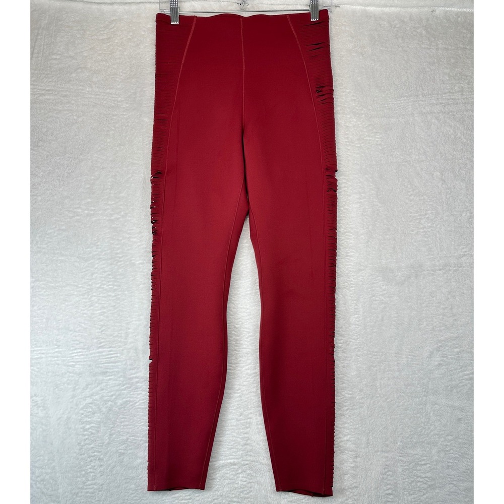 Nike Dri-FIT Leggings Womens Medium Red Shredded Side Laser Cut High Rise
